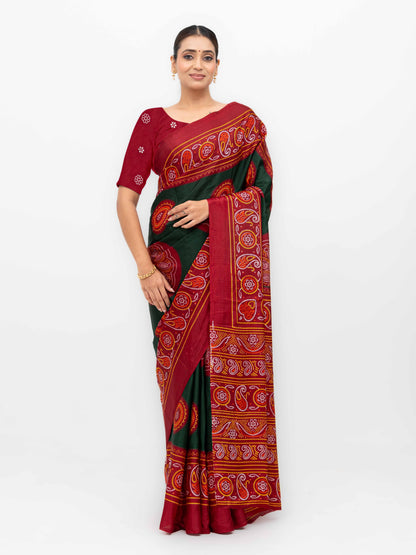 Bottle Green Art Silk Saree