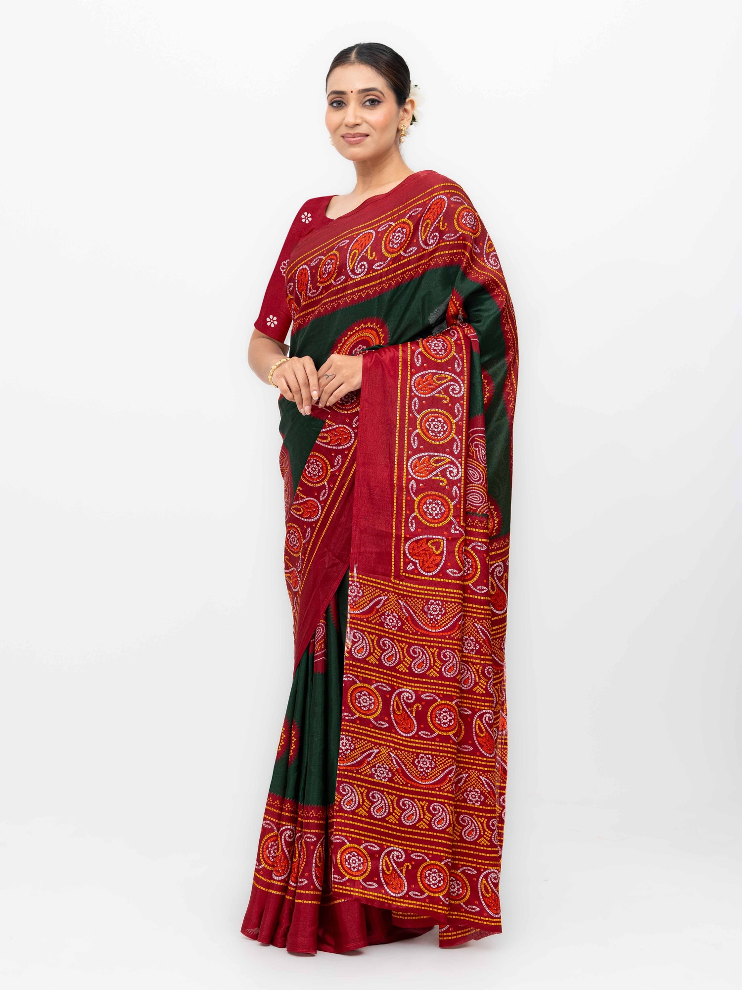 Bottle Green Art Silk Saree