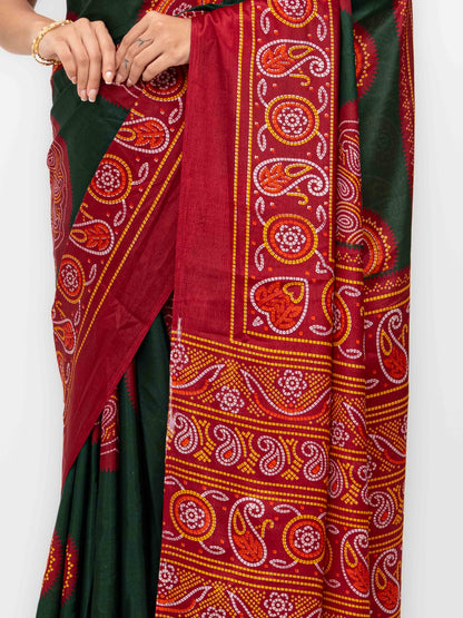 Bottle Green Art Silk Saree