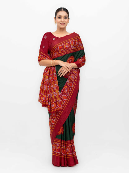 Bottle Green Art Silk Saree