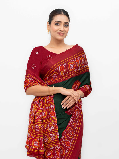 Bottle Green Art Silk Saree