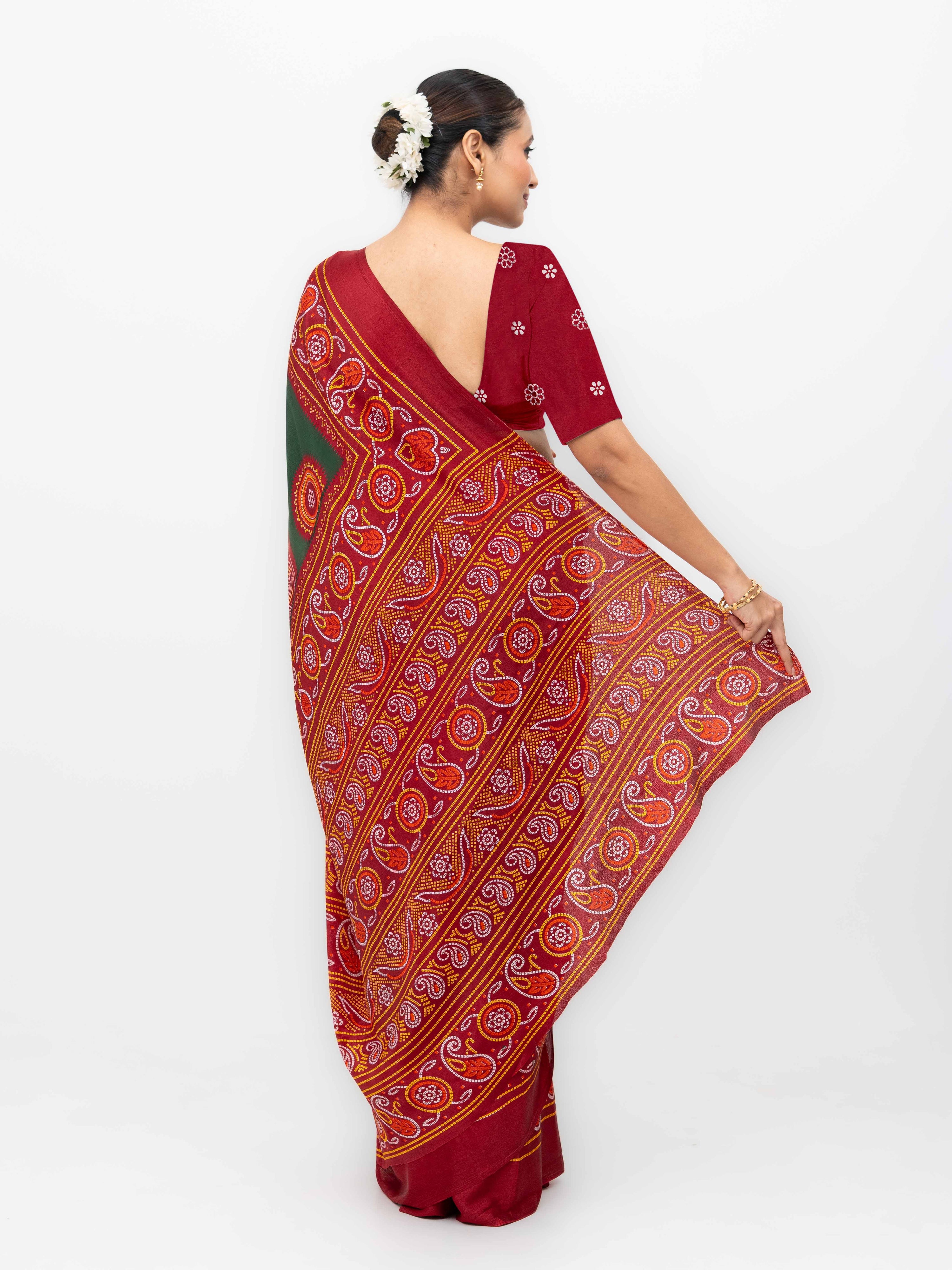 Bottle Green Art Silk Saree