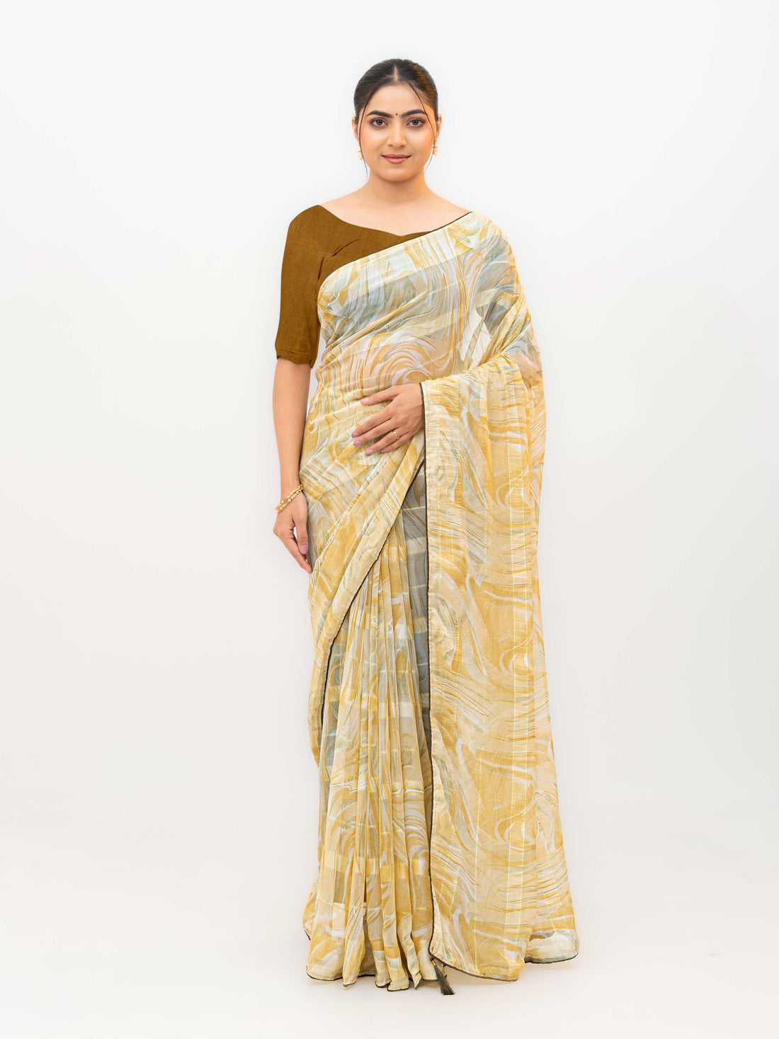 Mustard Weightless Saree