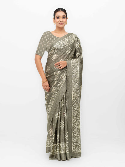 Gray Crepe Saree