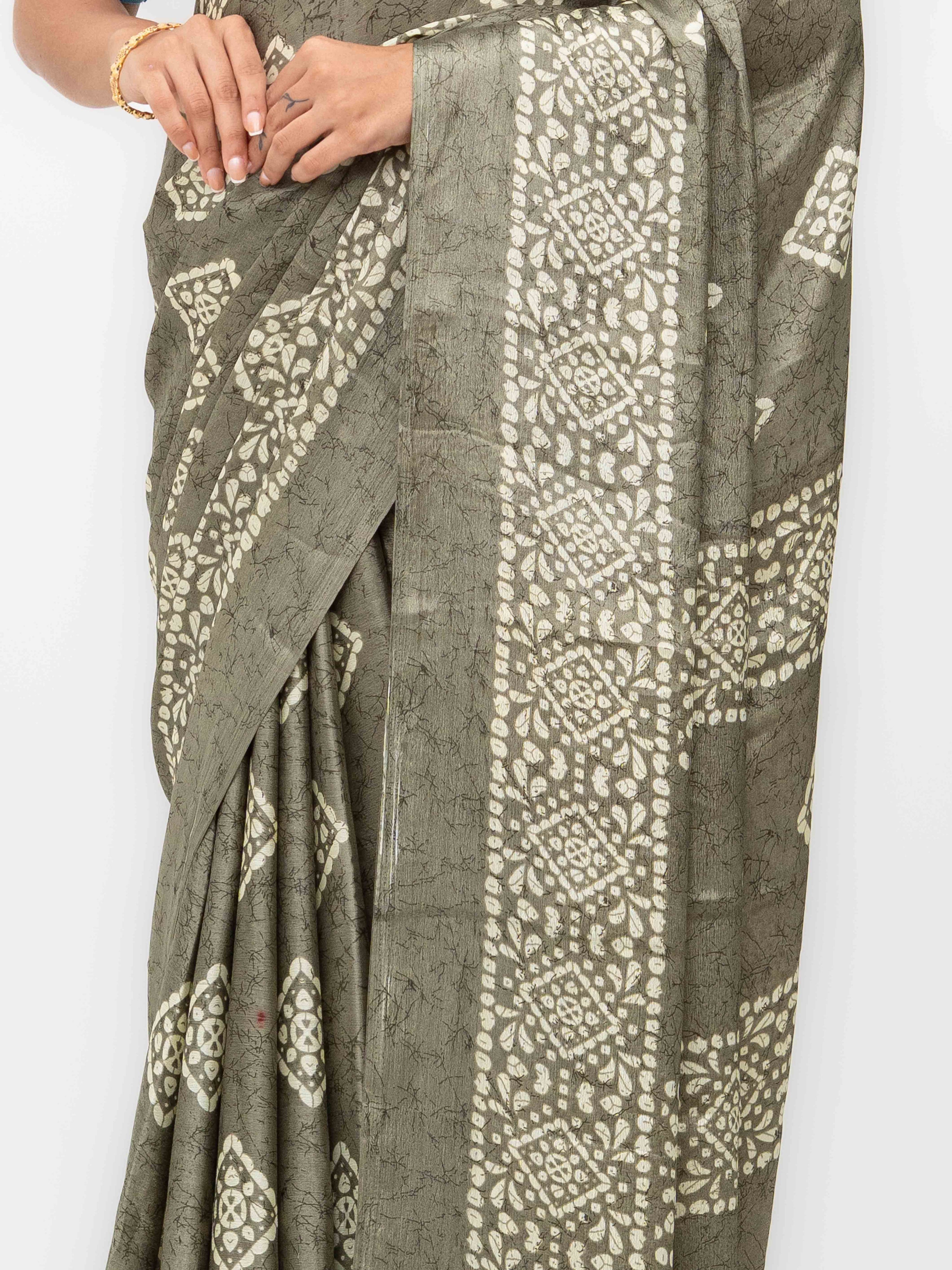 Gray Crepe Saree