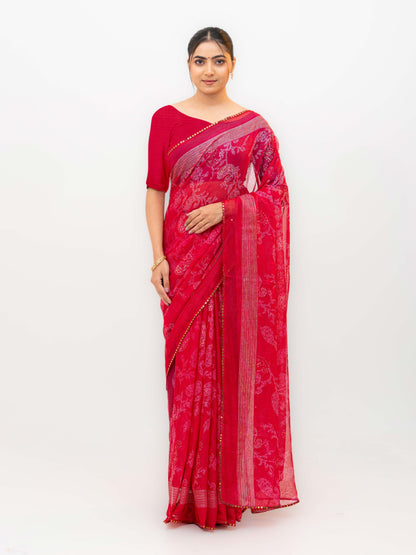 Pink Georgette Saree