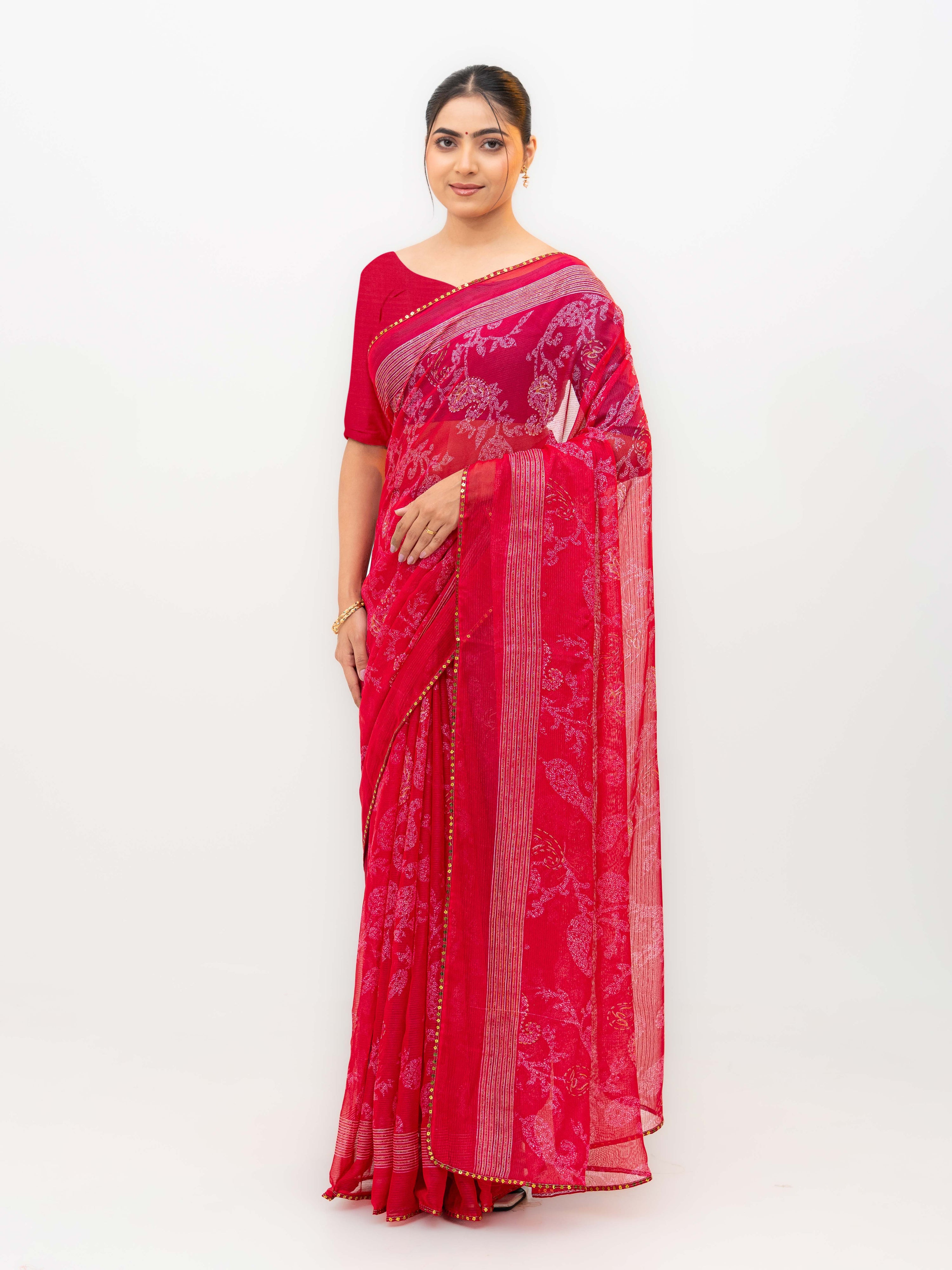 Red Georgette Saree