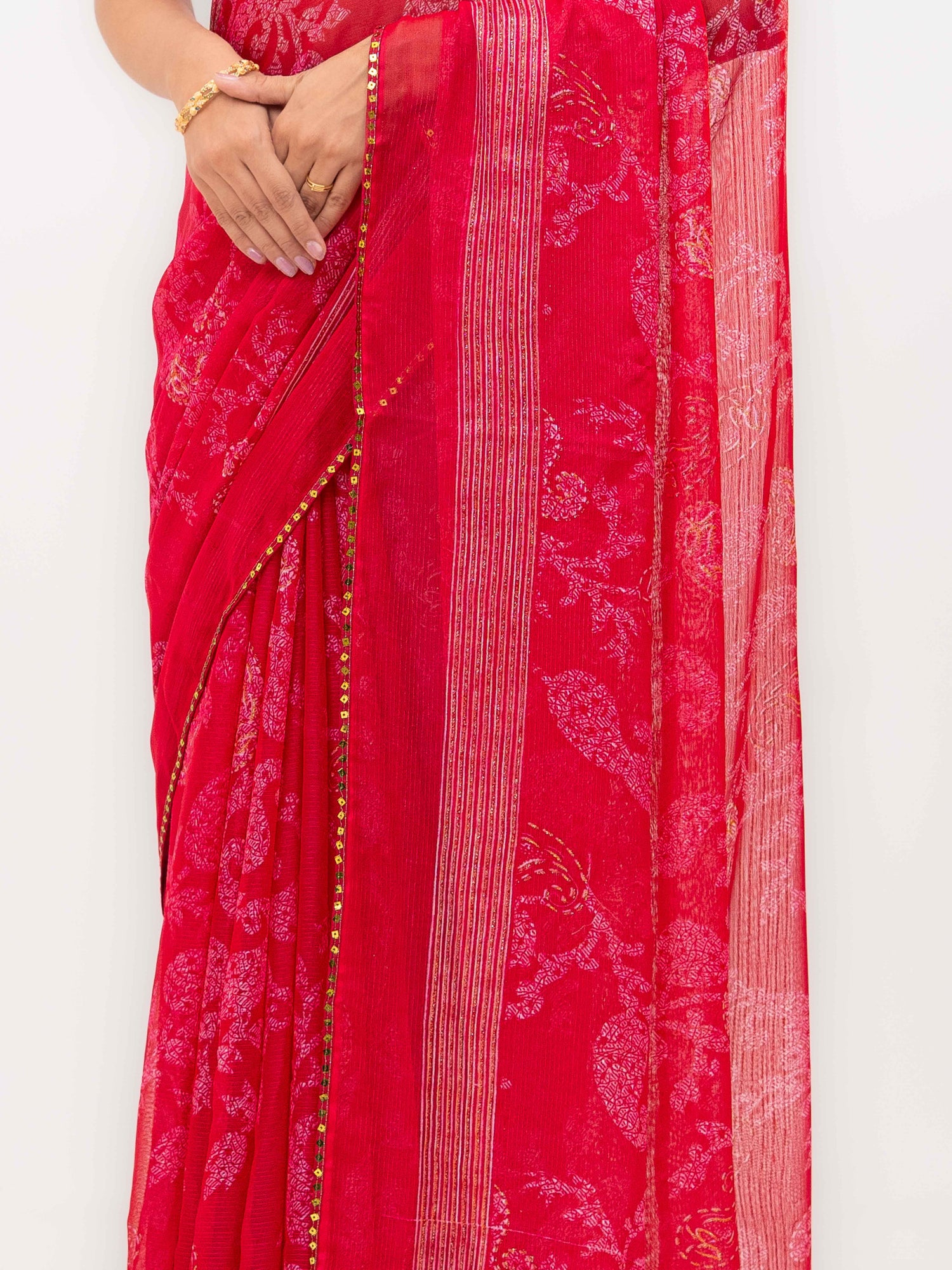 Pink Georgette Saree