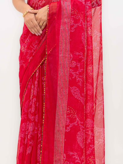 Pink Georgette Saree