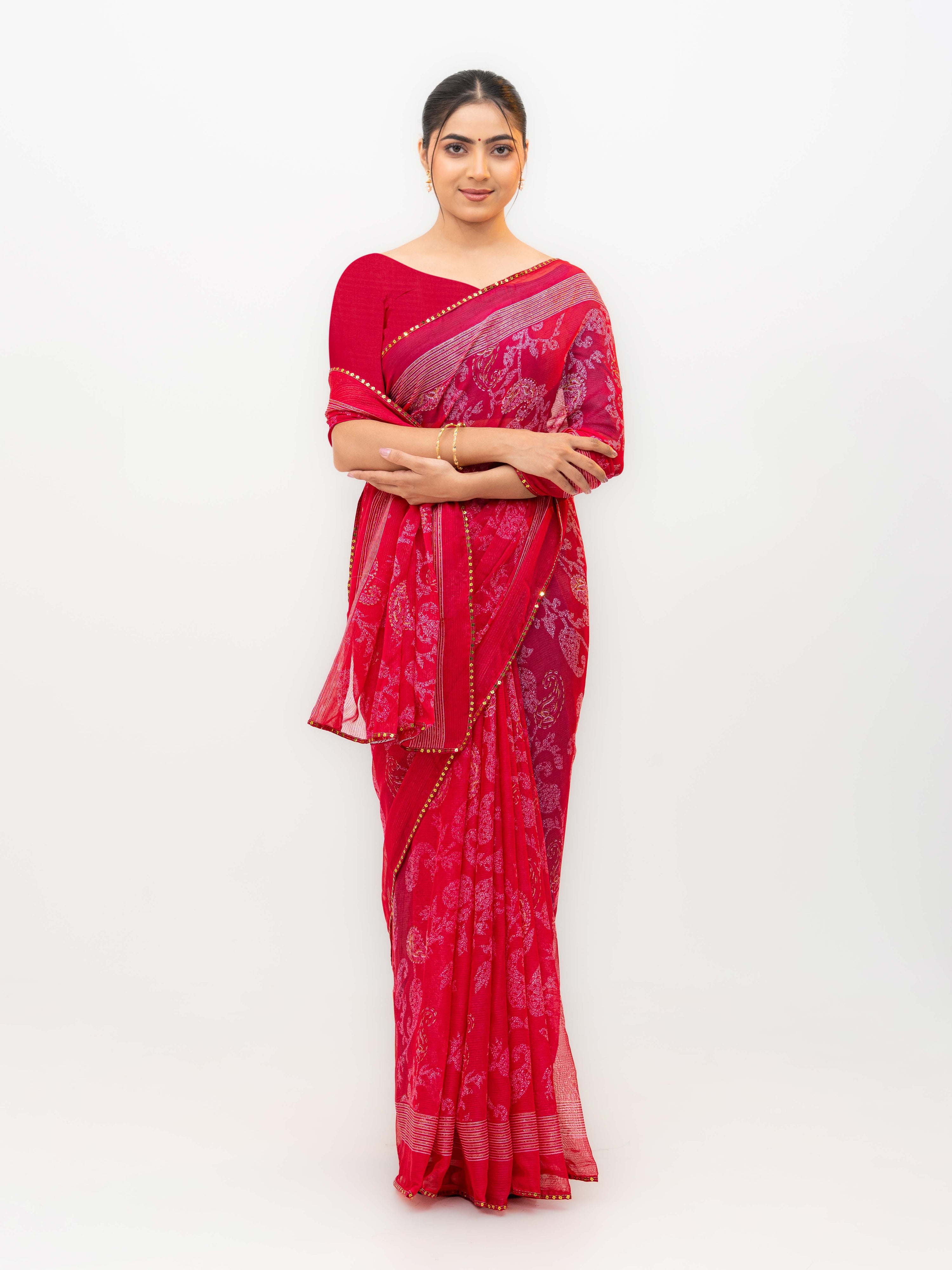 Pink Georgette Saree
