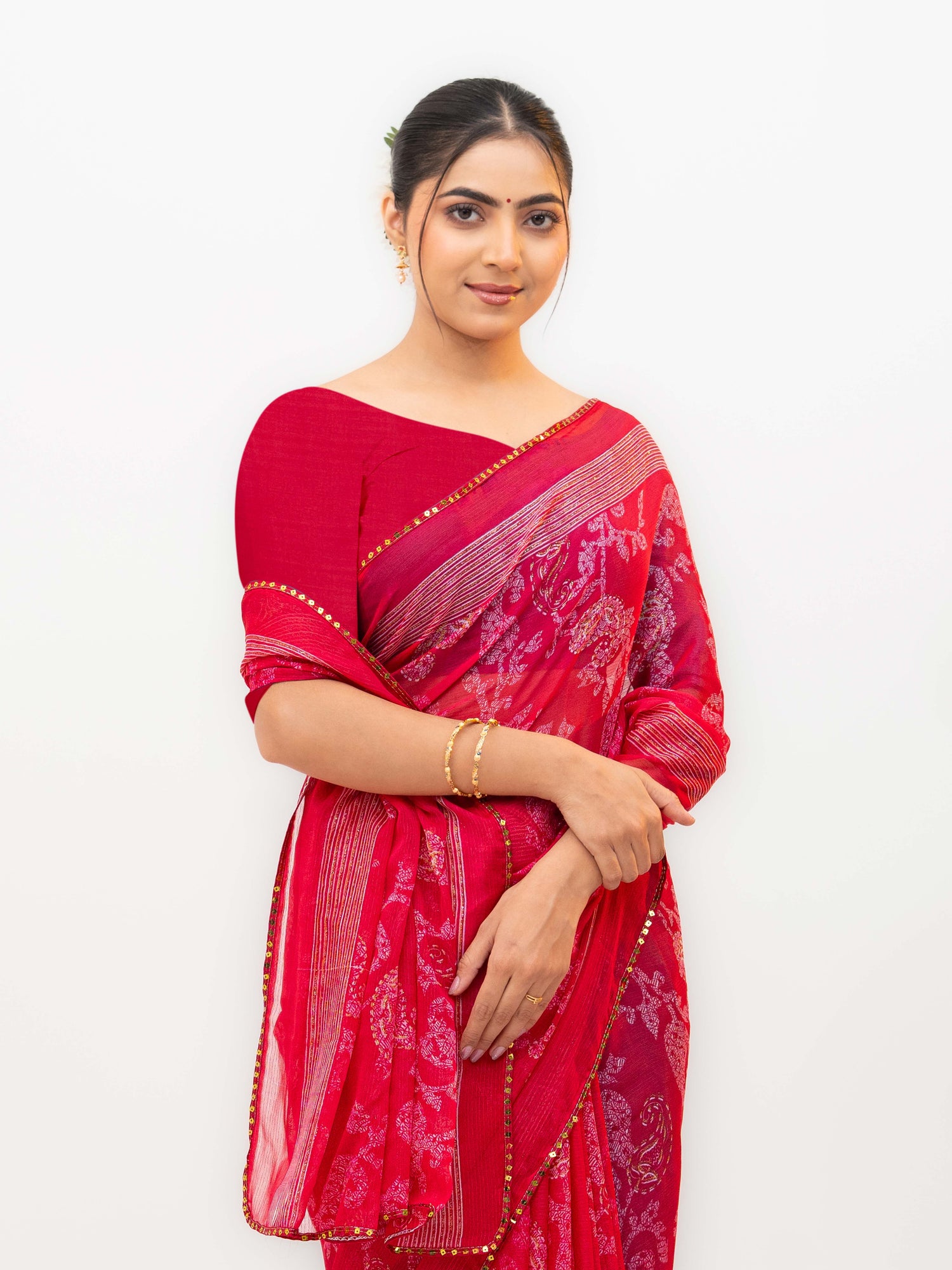 Pink Georgette Saree