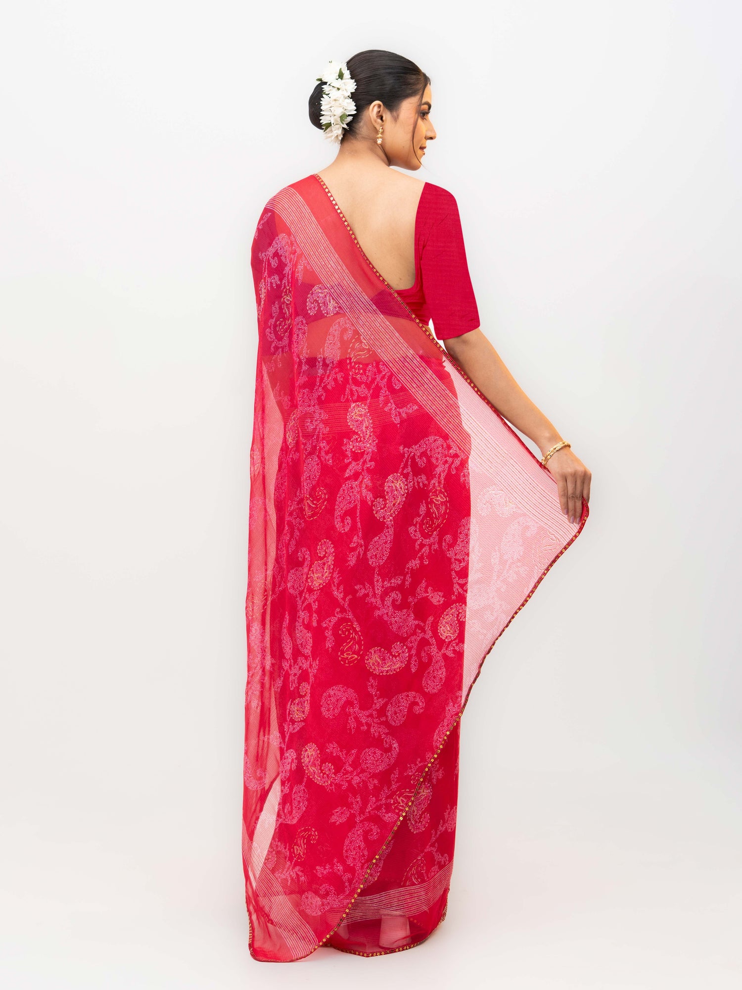 Pink Georgette Saree