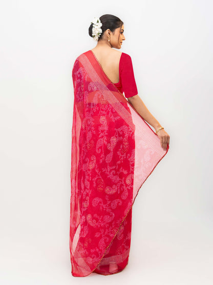 Pink Georgette Saree