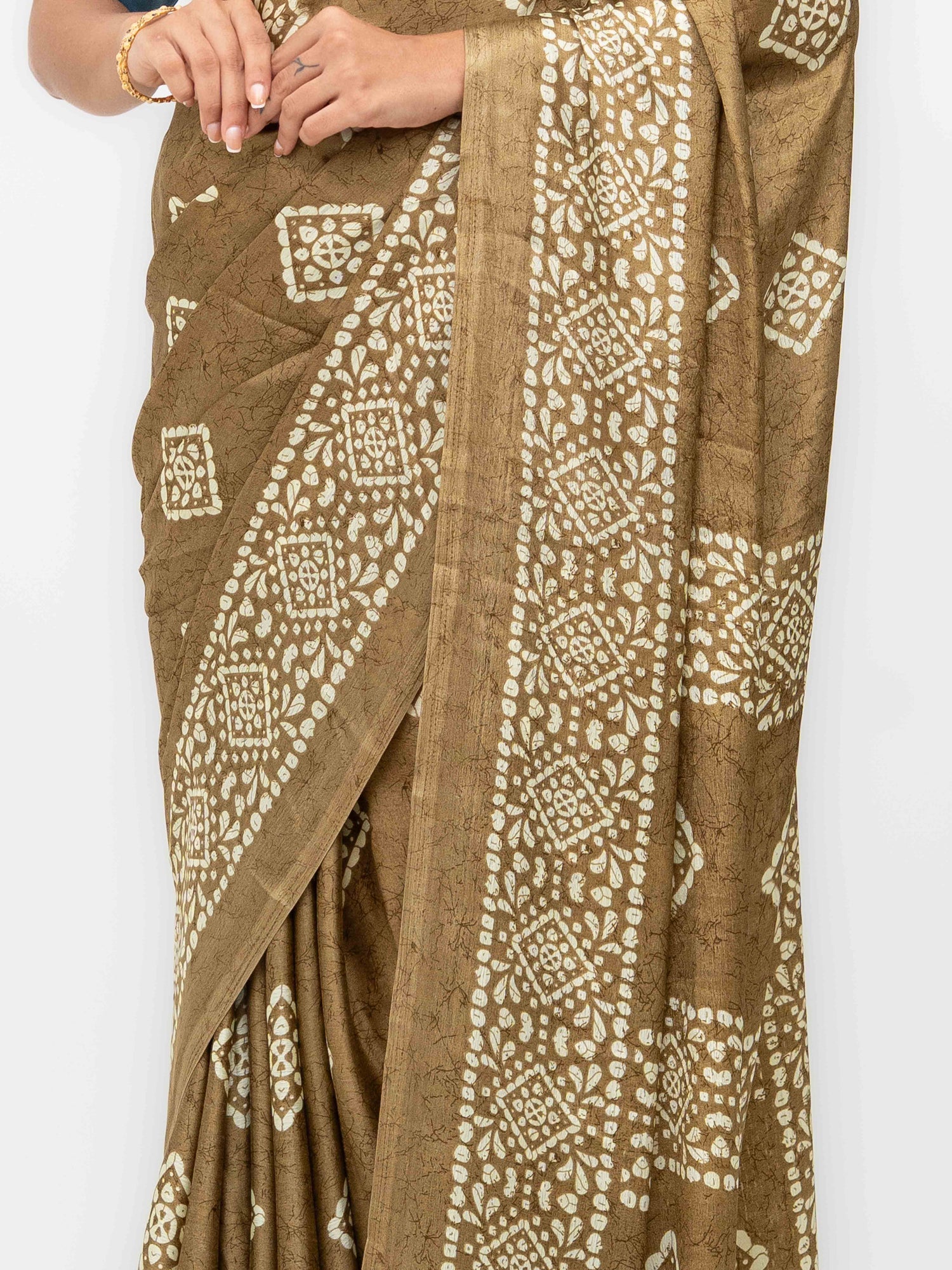 Brown Crepe Saree