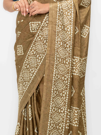 Brown Crepe Saree