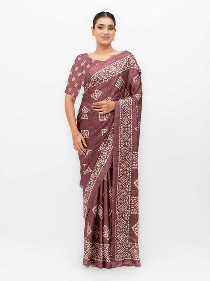 Rust Pink Crepe Saree
