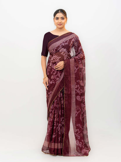 Wine Georgette Saree