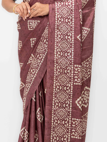 Rust Pink Crepe Saree