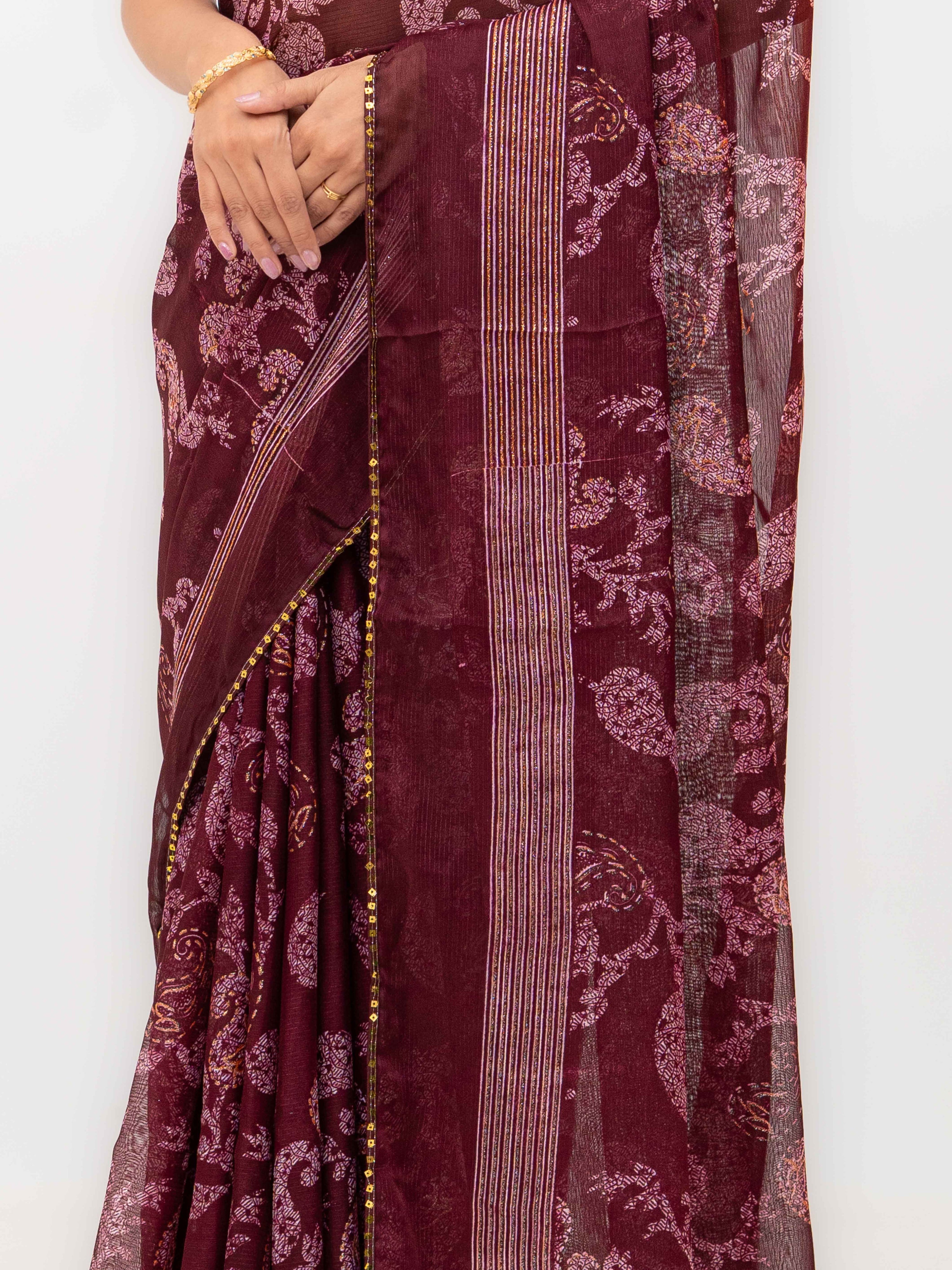 Wine Georgette Saree