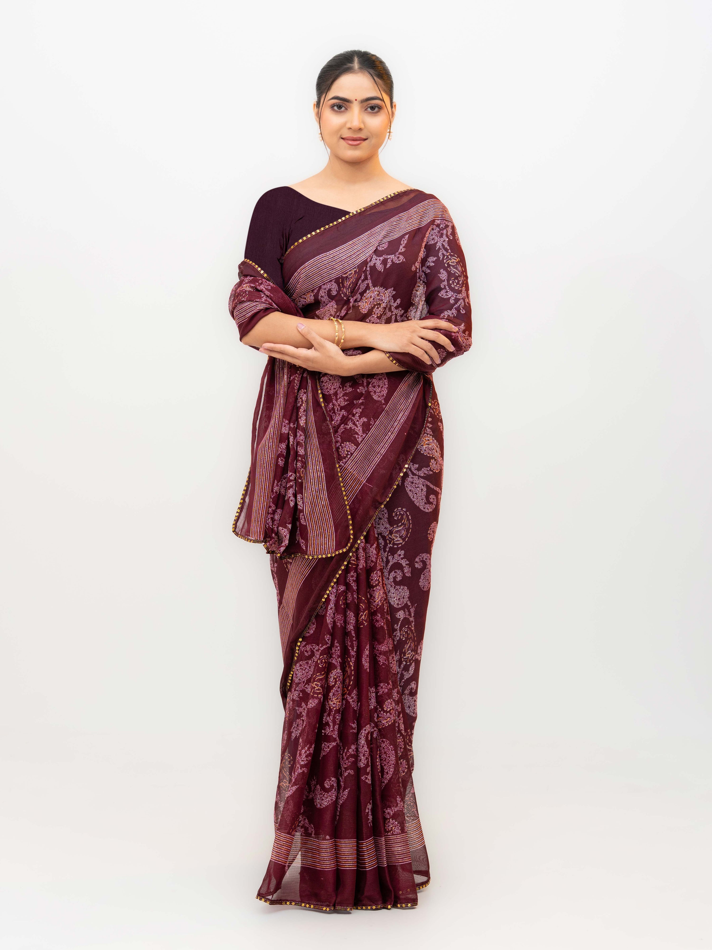 Wine Georgette Saree