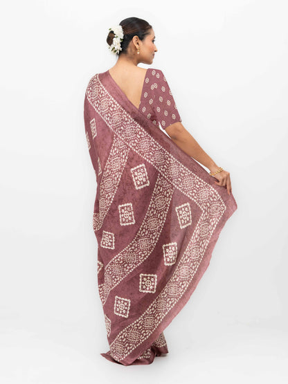 Rust Pink Crepe Saree