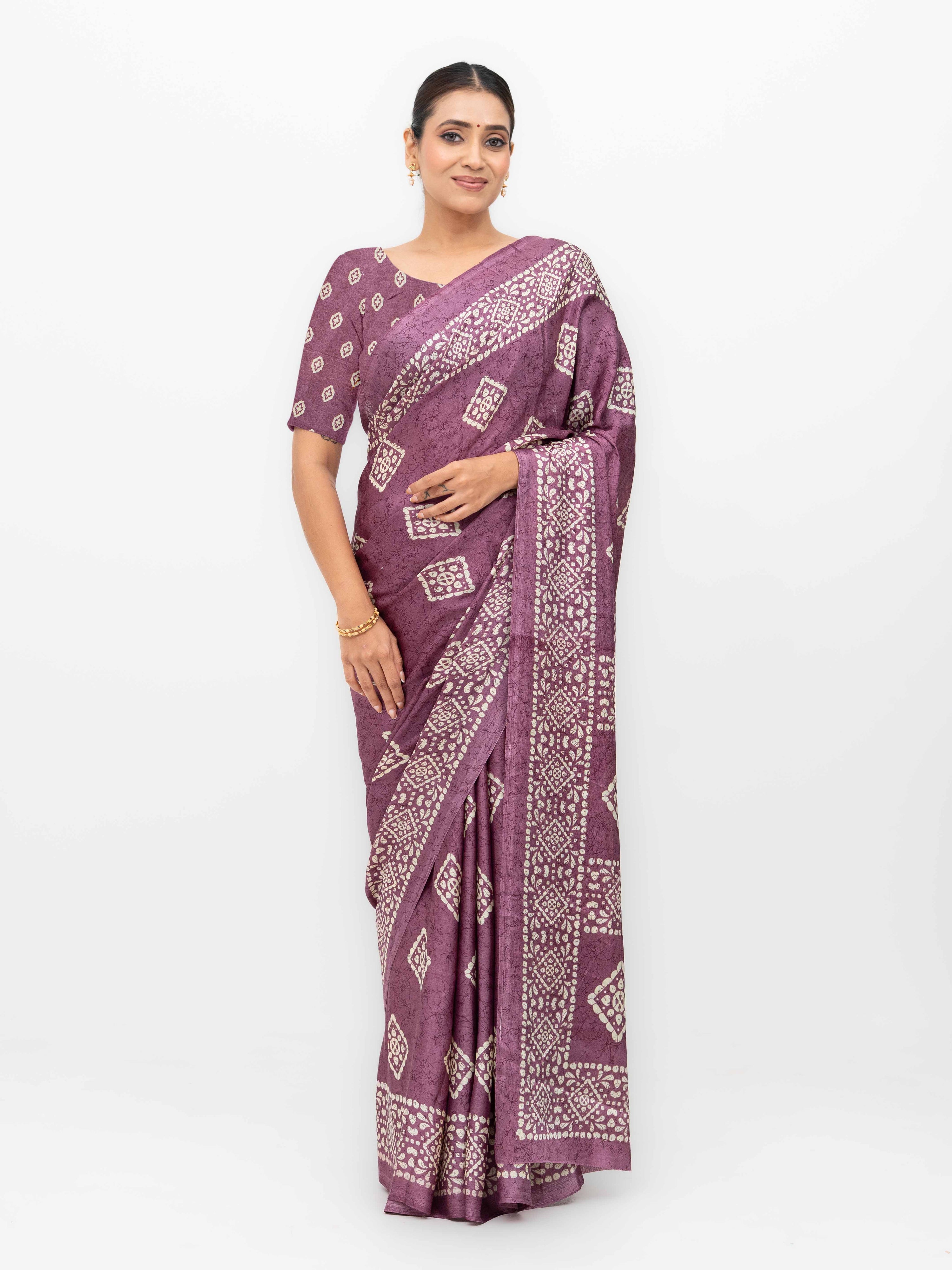 Mauve Crepe Saree
