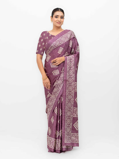 Mauve Crepe Saree