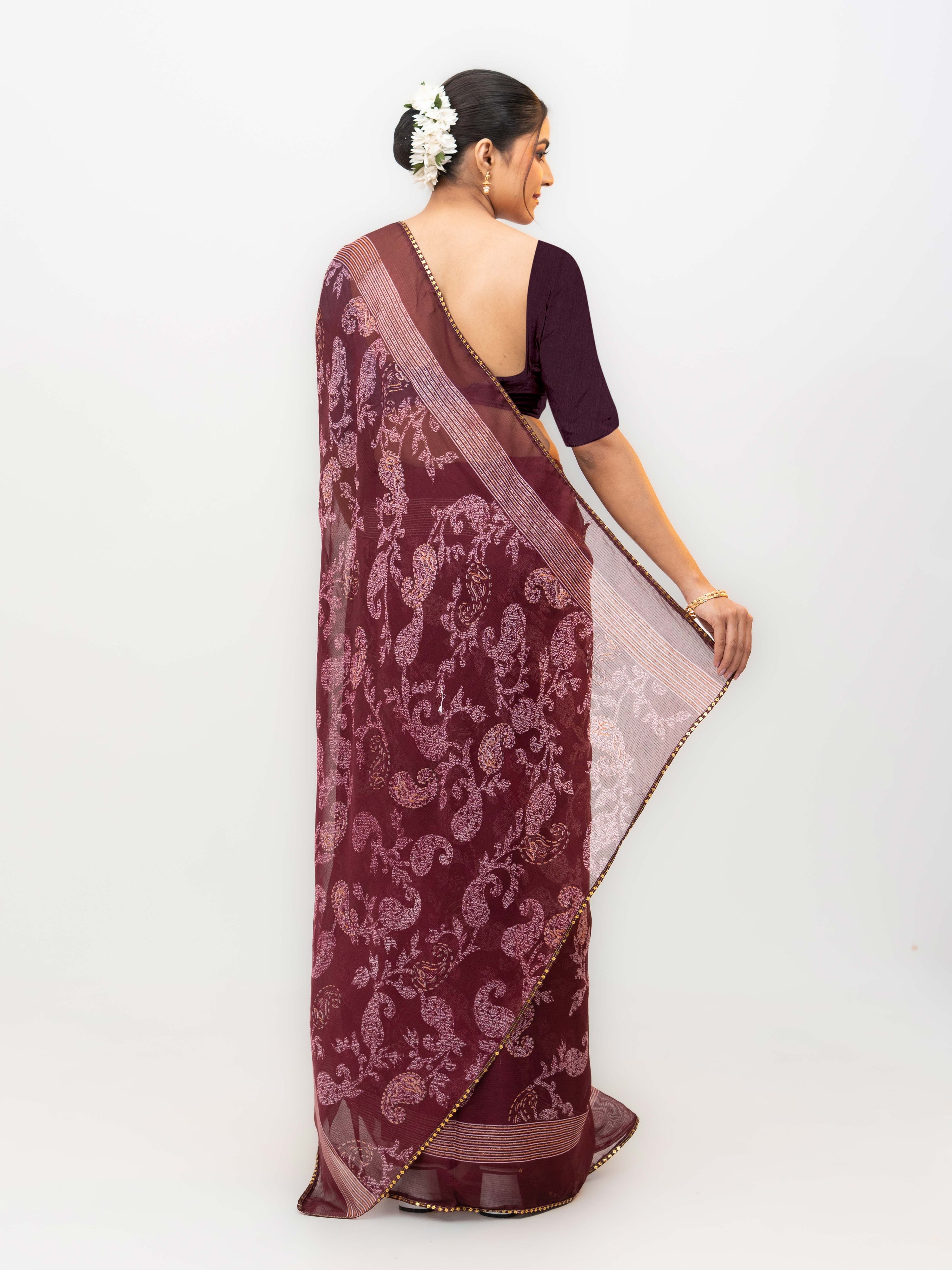 Wine Georgette Saree