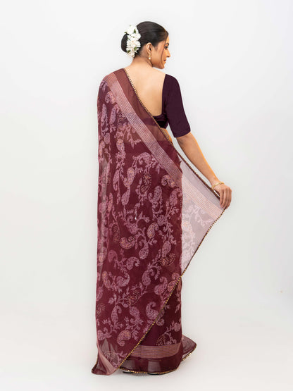 Wine Georgette Saree