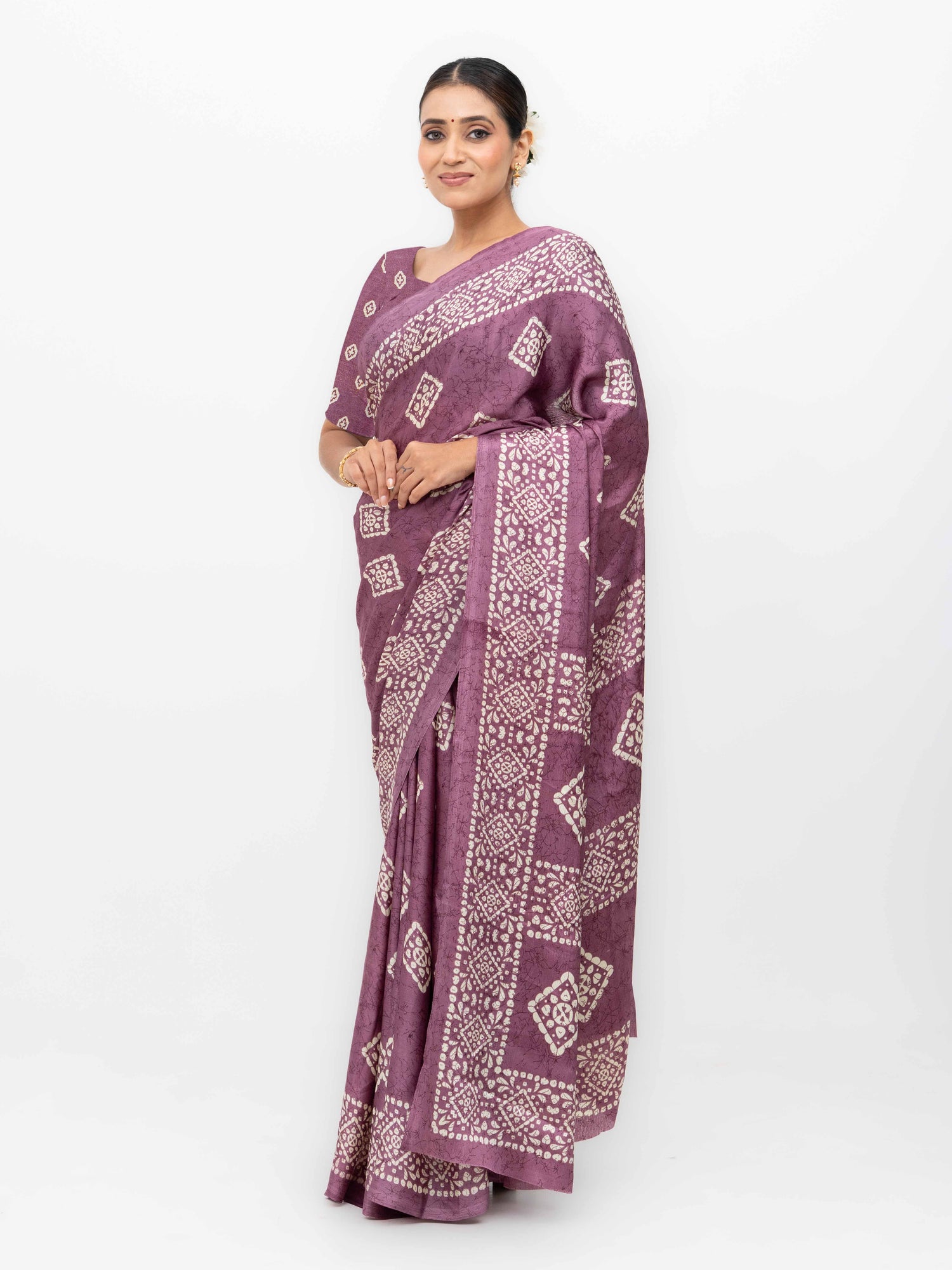 Mauve Crepe Saree