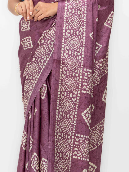 Mauve Crepe Saree