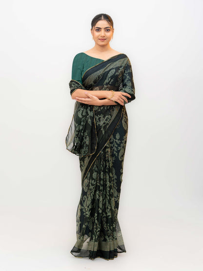 Dark Green Georgette Saree