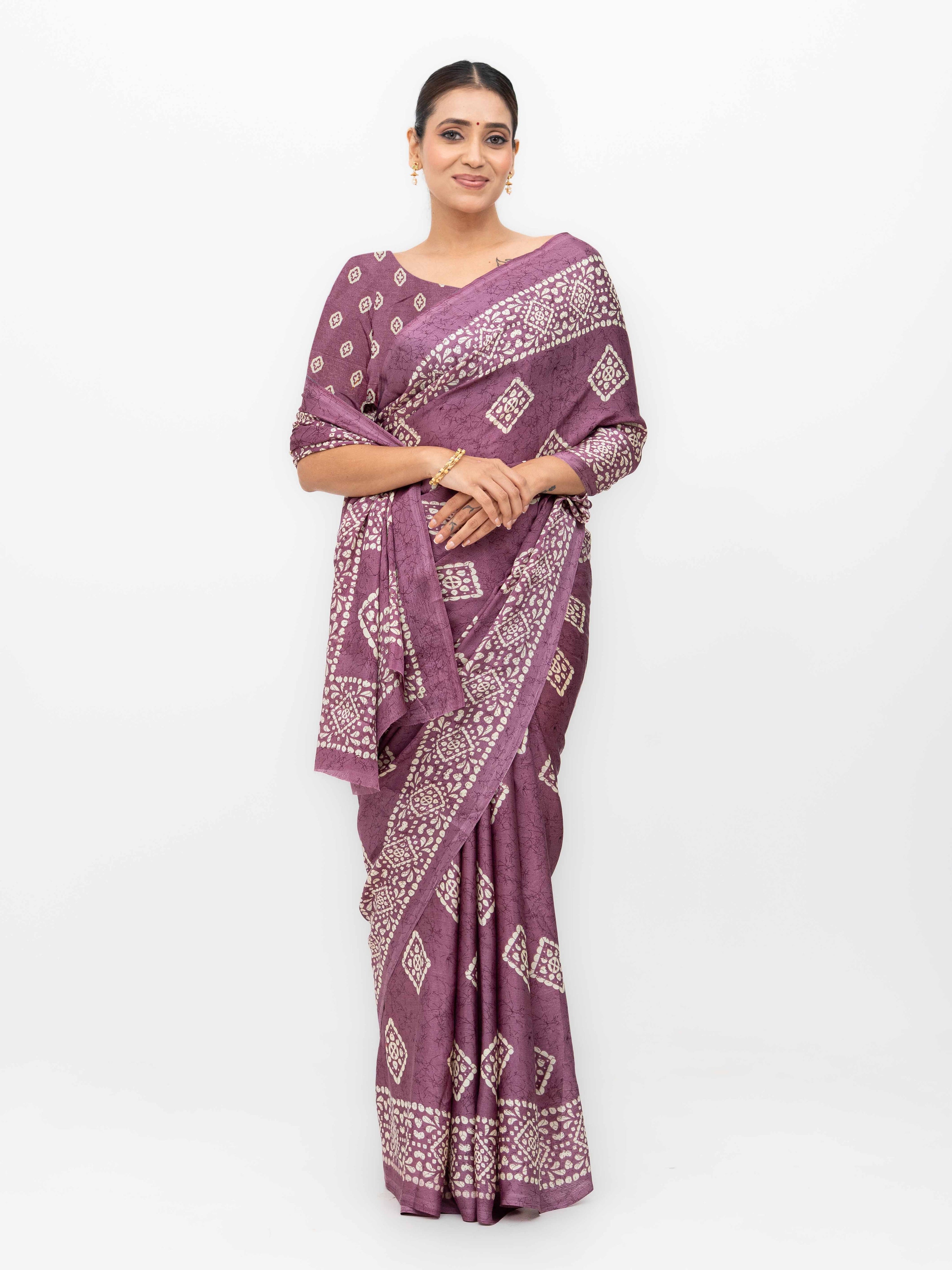 Mauve Crepe Saree
