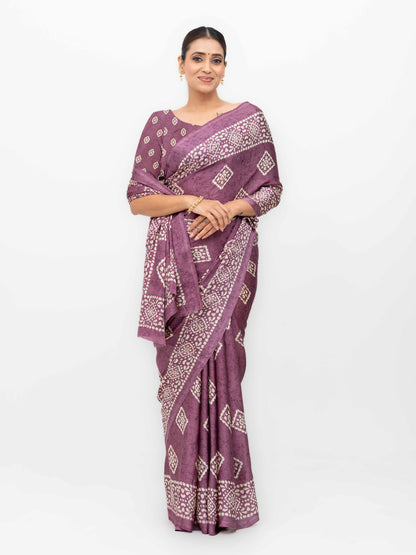 Mauve Crepe Saree