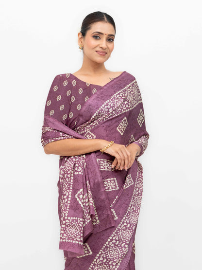 Mauve Crepe Saree