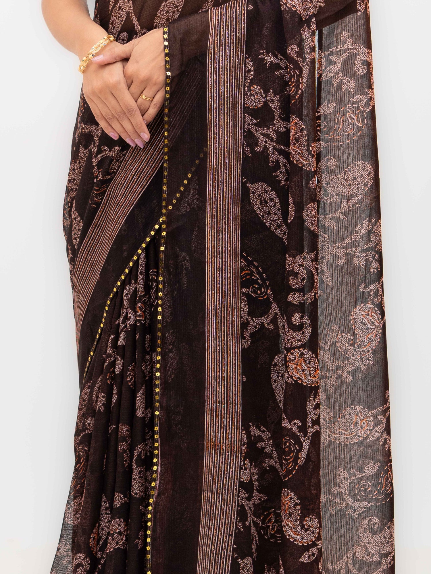 Brown Georgette Saree