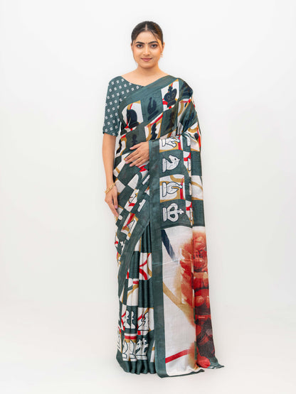 Gray Turkey Silk Saree