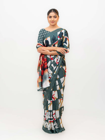 Gray Turkey Silk Saree