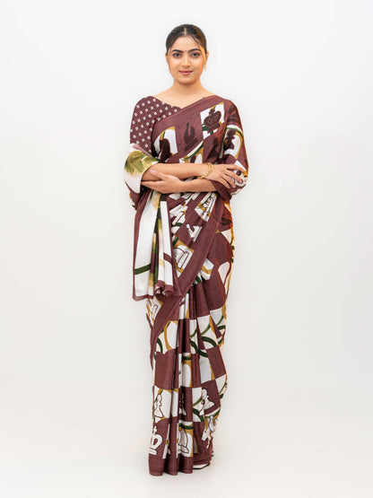 Brown Turkey Silk Saree