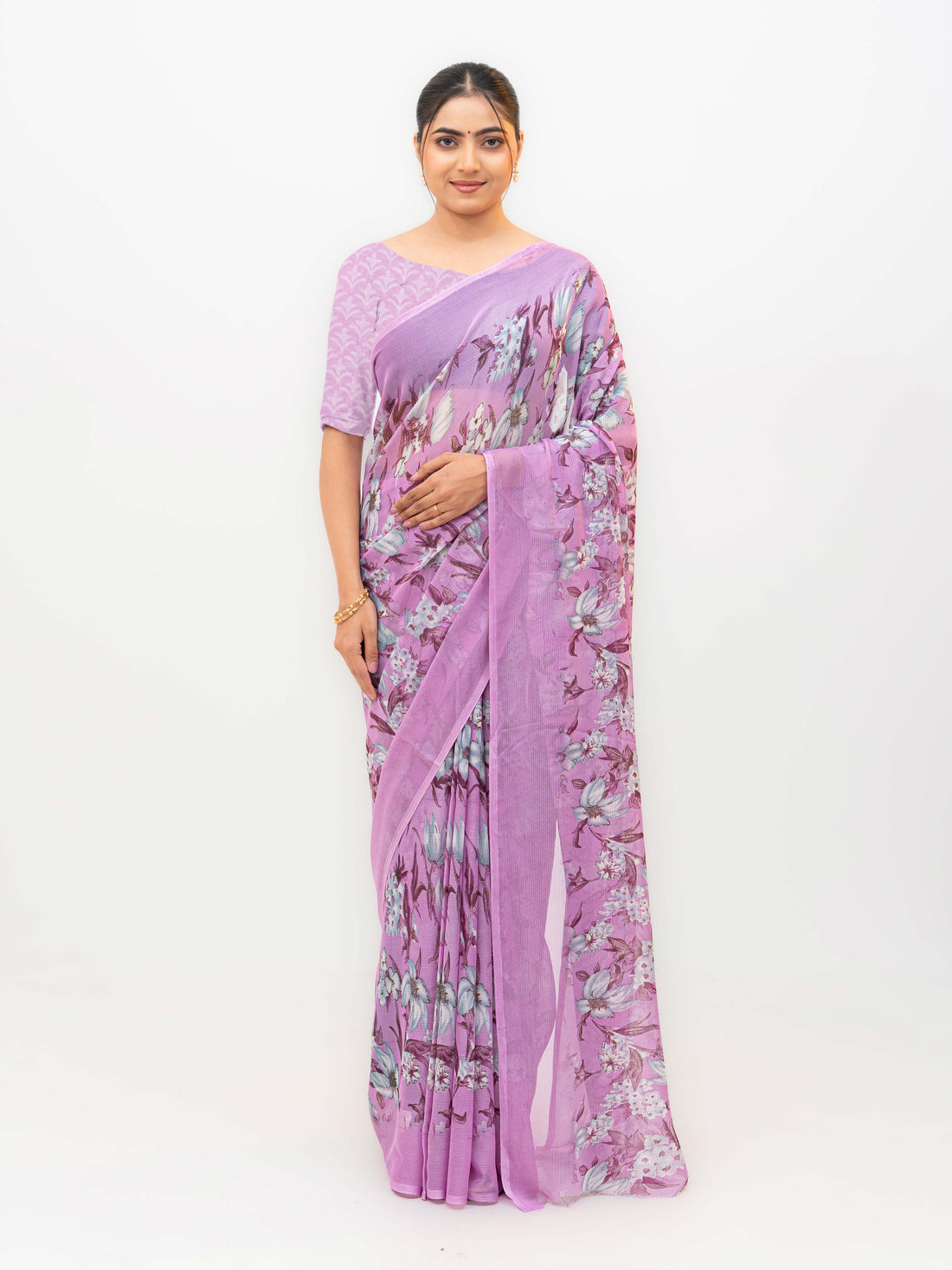 Light Purple Chiffon Georgette Saree
