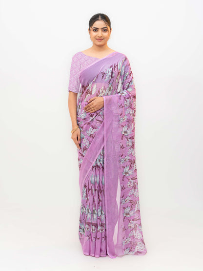 Light Purple Chiffon Georgette Saree