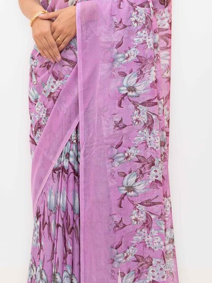 Light Purple Chiffon Georgette Saree