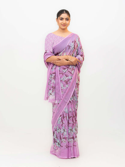 Light Purple Chiffon Georgette Saree