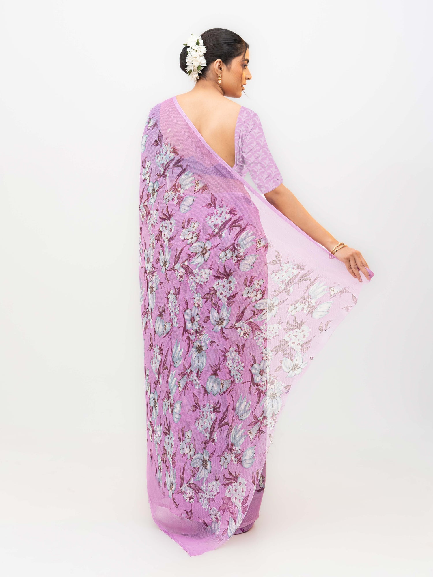 Light Purple Chiffon Georgette Saree