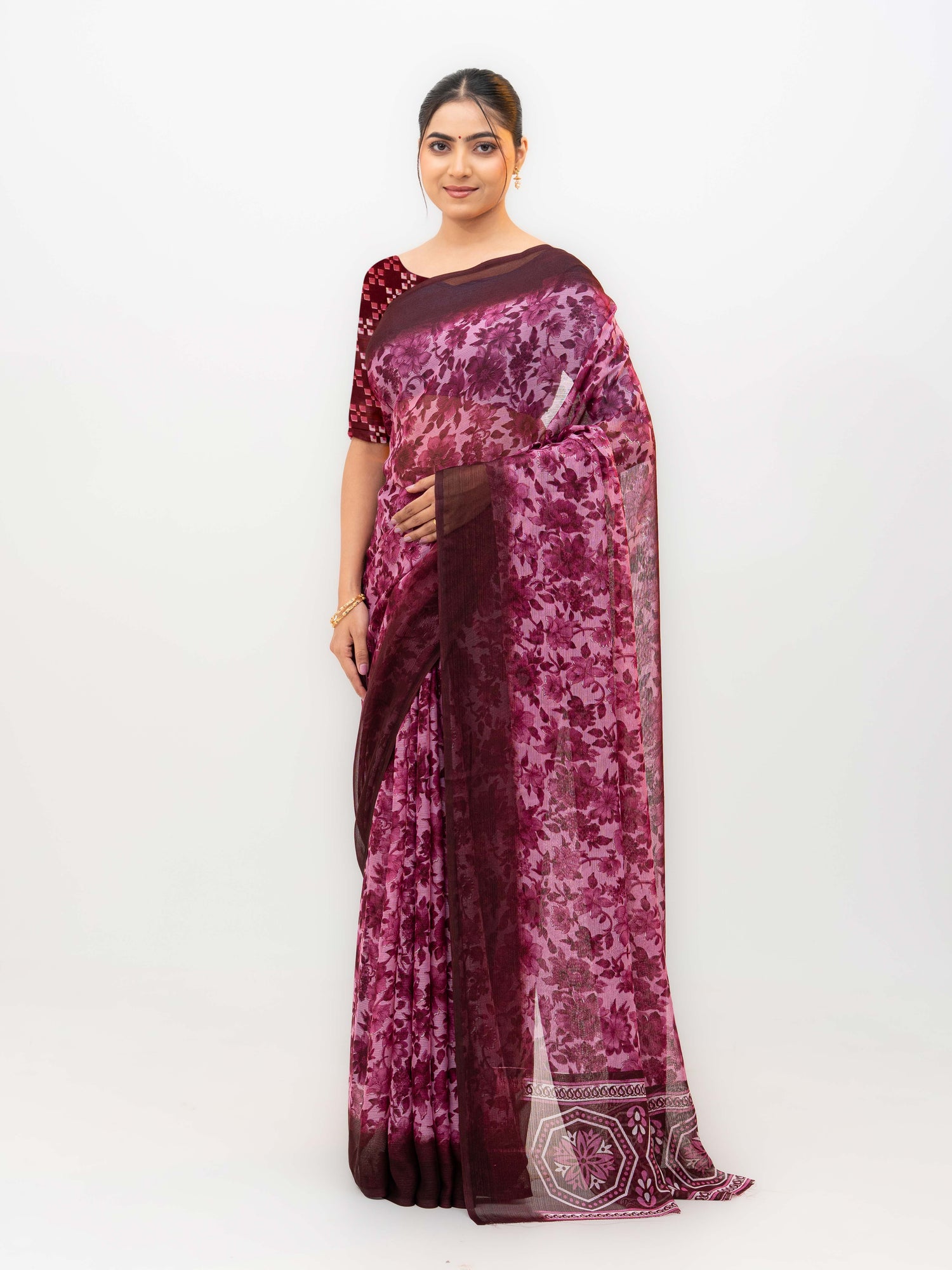 Purple Chiffon Georgette Saree