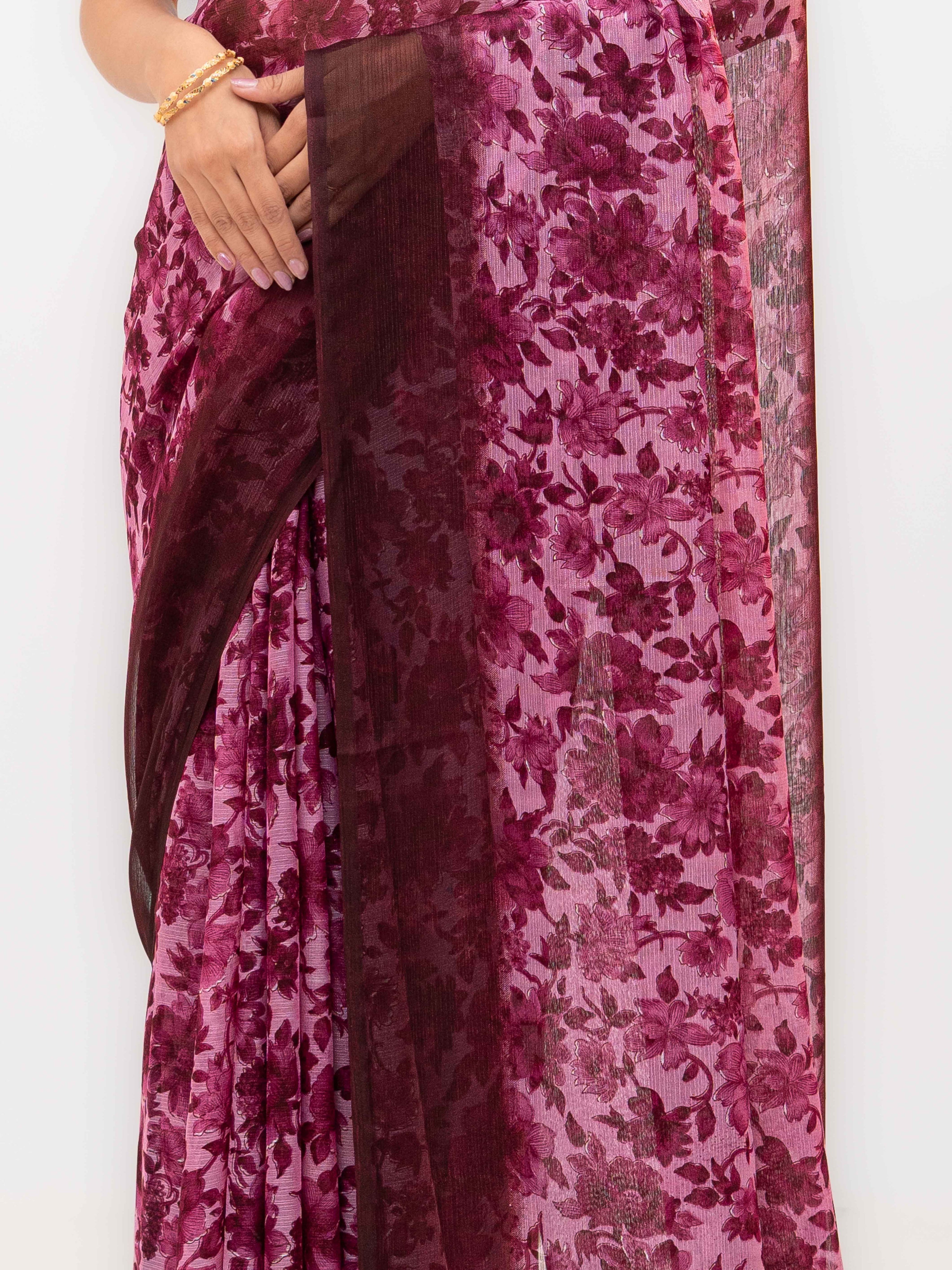 Purple Chiffon Georgette Saree