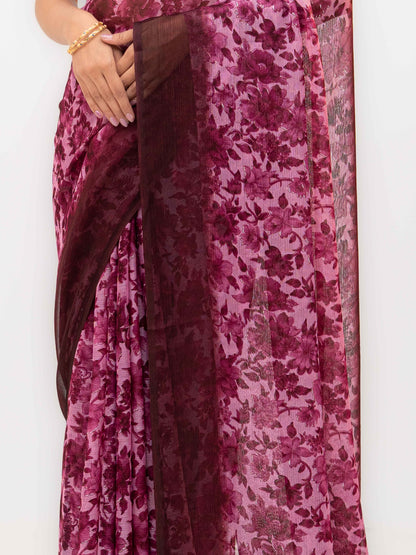 Purple Chiffon Georgette Saree