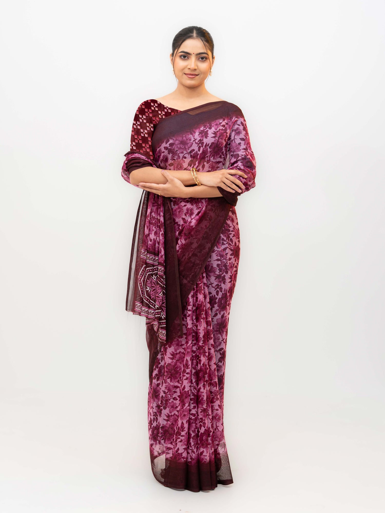Purple Chiffon Georgette Saree