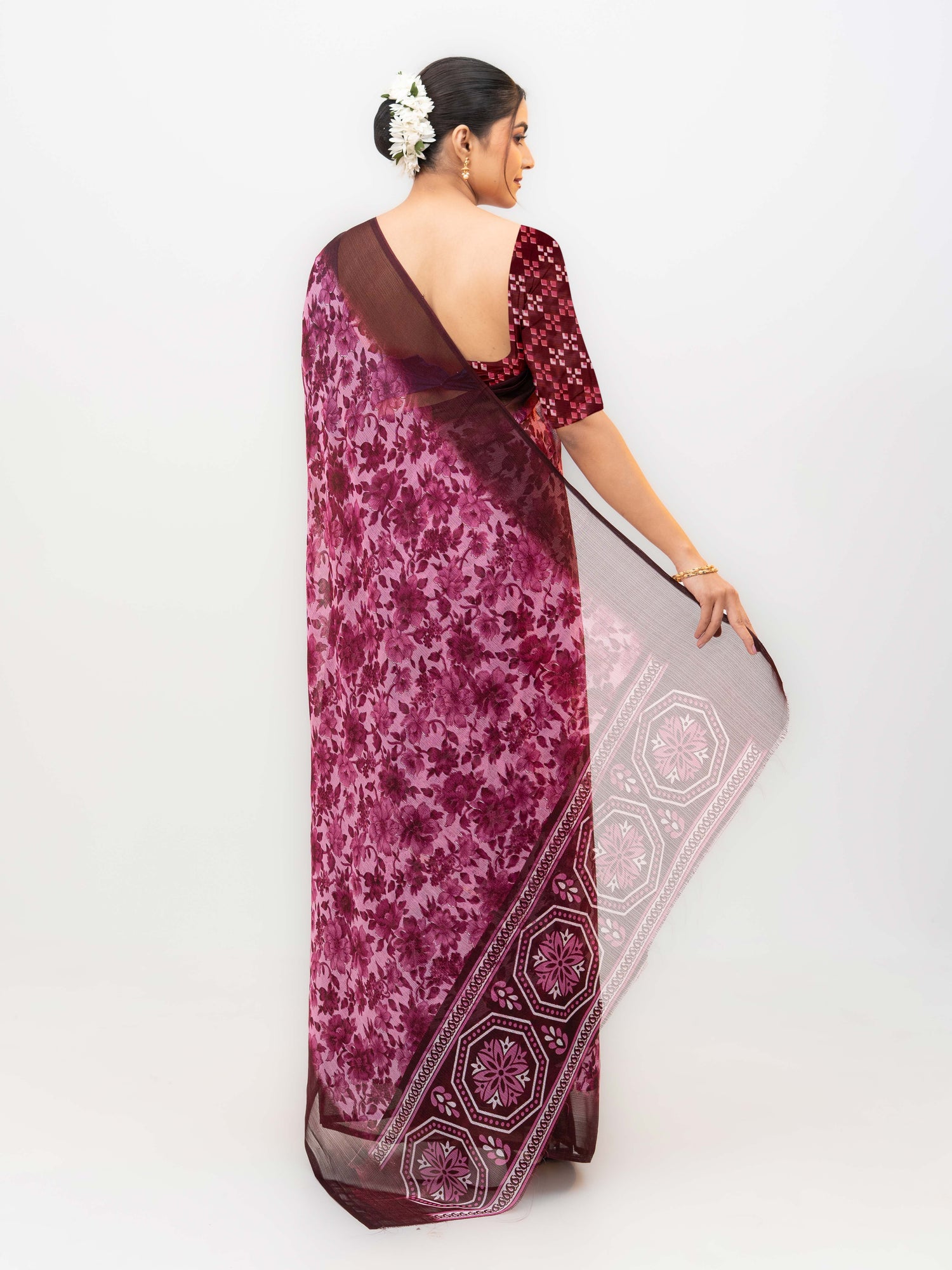 Purple Chiffon Georgette Saree