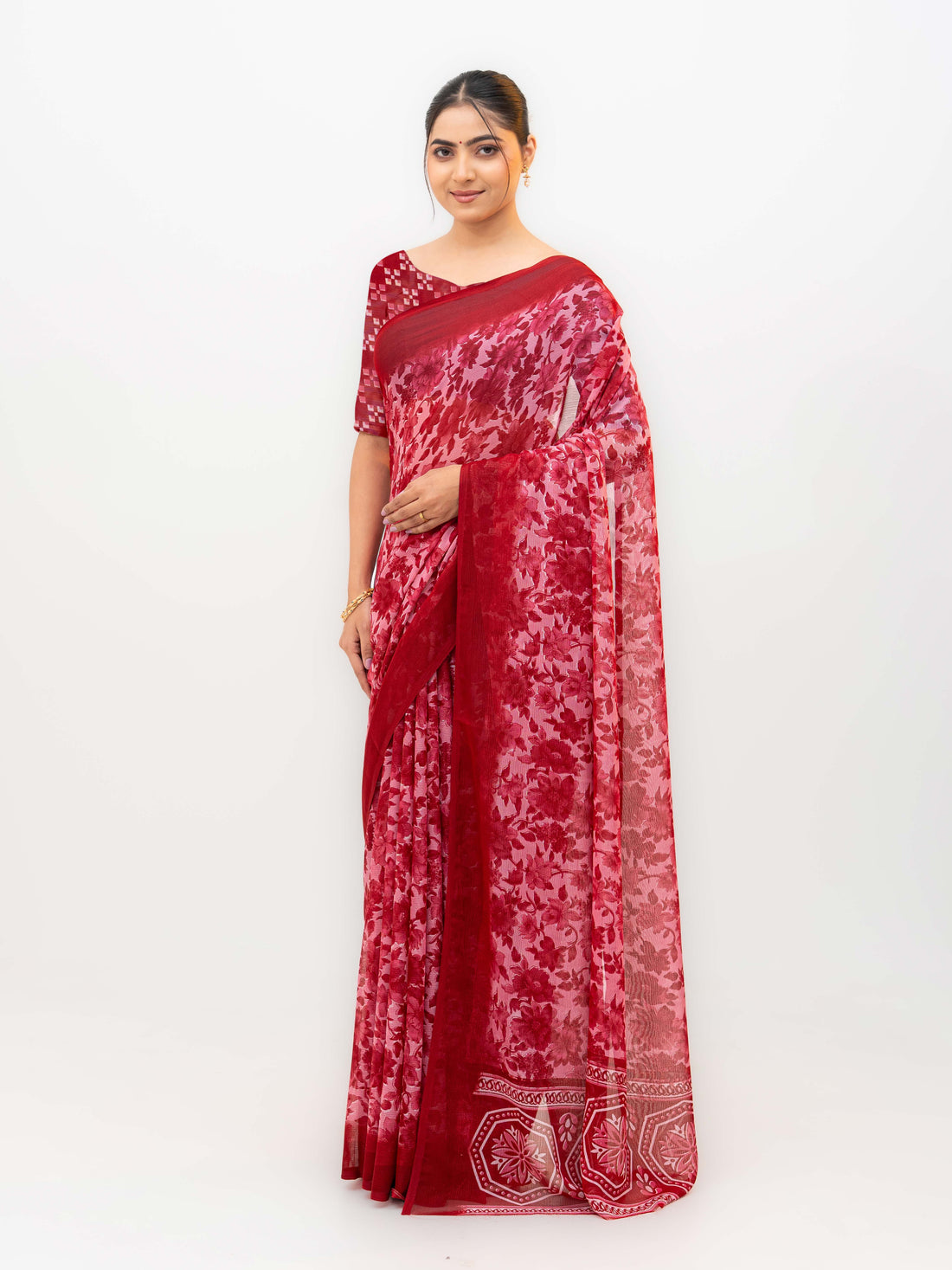 Rani Pink Chiffon Georgette Saree